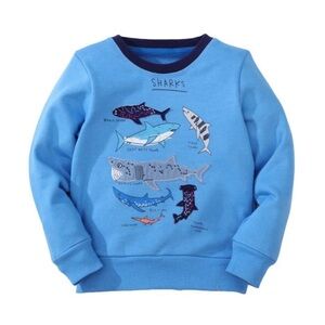 Boy's Blue Shark Print Casual Sweatshirt 4-5t